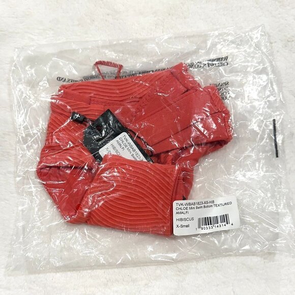 NWT Tavik Chloe Mini Cutout Swim Bottom Textured Amalfi in Hibiscus - XS - Picture 7 of 11